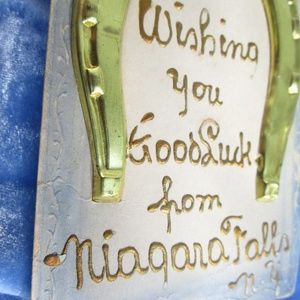 1910s Good Luck from Niagara Falls ... 3D horseshoe postcard w funny message